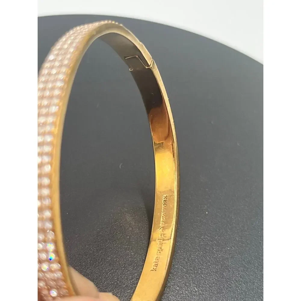 Kate Spade NY Heavy‎ Metals Row Pave Hinged Bangle Bracelet in clear/rose gold